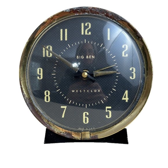 SOLD Vintage MCM Westclox Big Ben Black Gold Wind Up Round Shape Alarm Clock - Picture 1 of 16